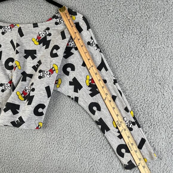 Mickey Mouse Disney  T Shirt Crop Top Womens M  Gray All Over Print Sunglasses - Picture 6 of 7